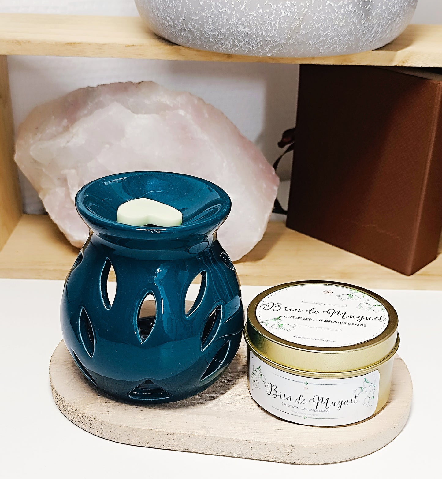 Brûle-parfum vert bruleur pour fondants de cire parfumés