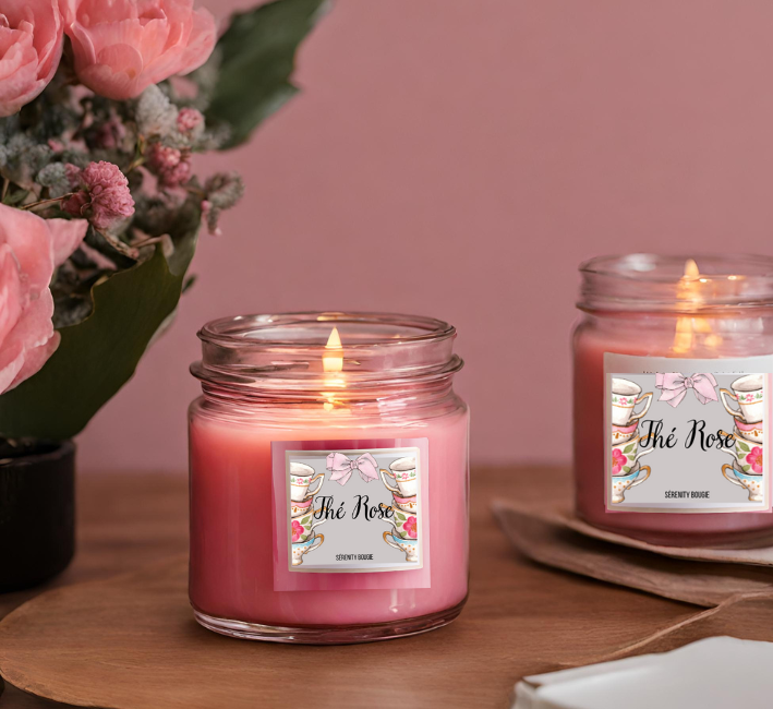 Bougie parfumée Thé rose artisanale
