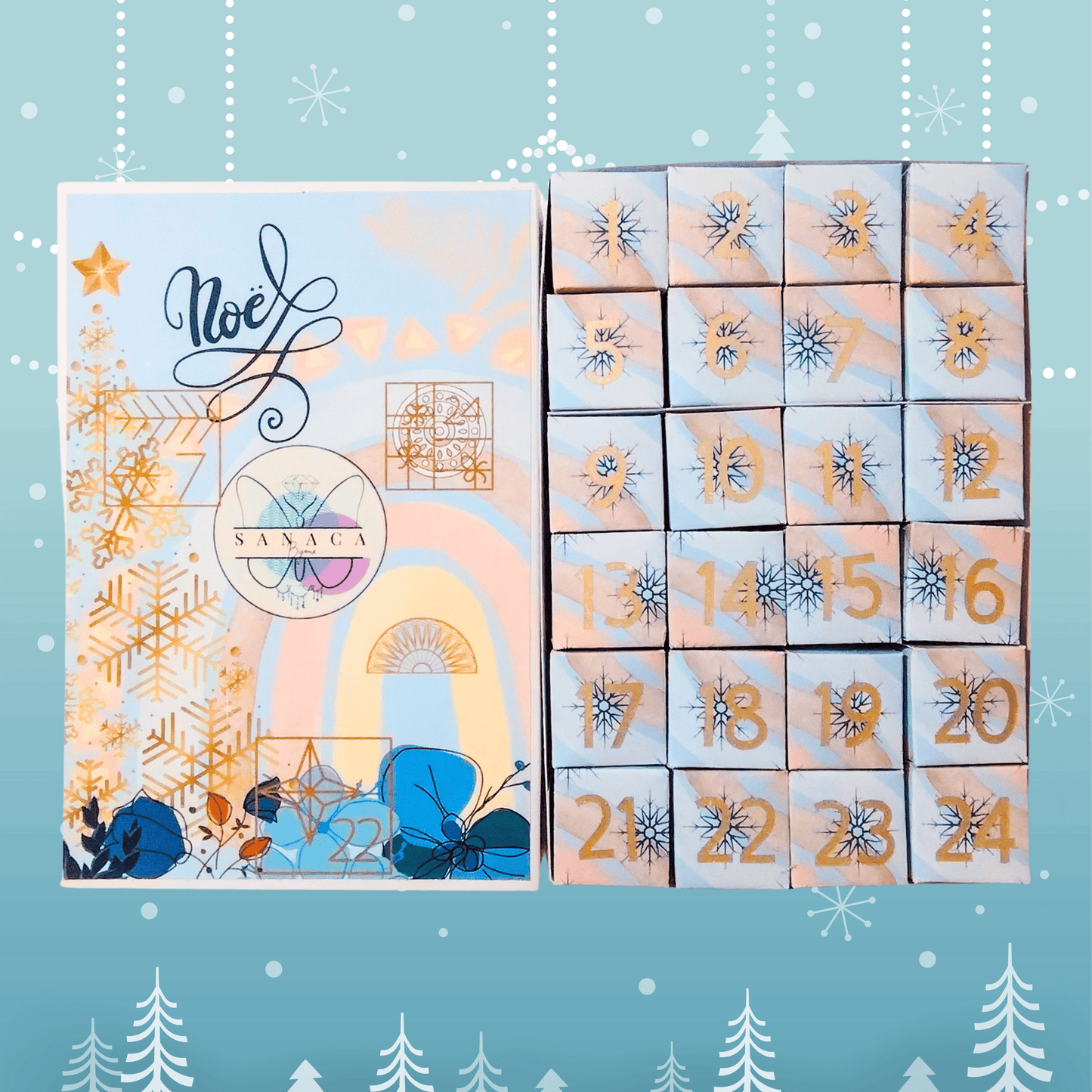 l'intérieur du calendrier de l'avent 2025 sanaca bijoux avec 24 boite