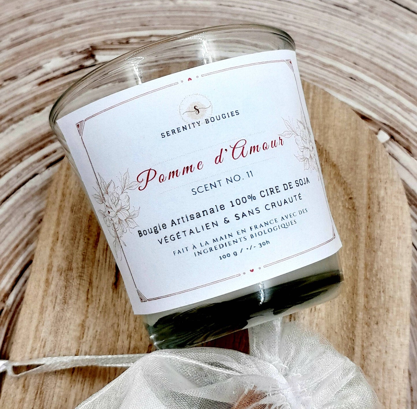 POMME D’AMOUR - Bougie " INFINIE " rechargeable - parfum de Grasse - Cire végétale - Vegan - Fabrication artisanale