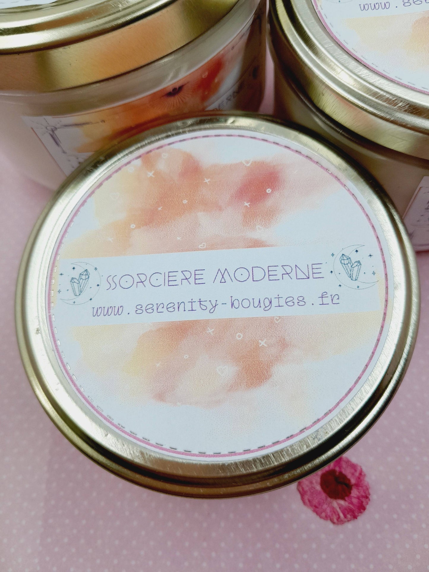 bougie avec pierres naturelles