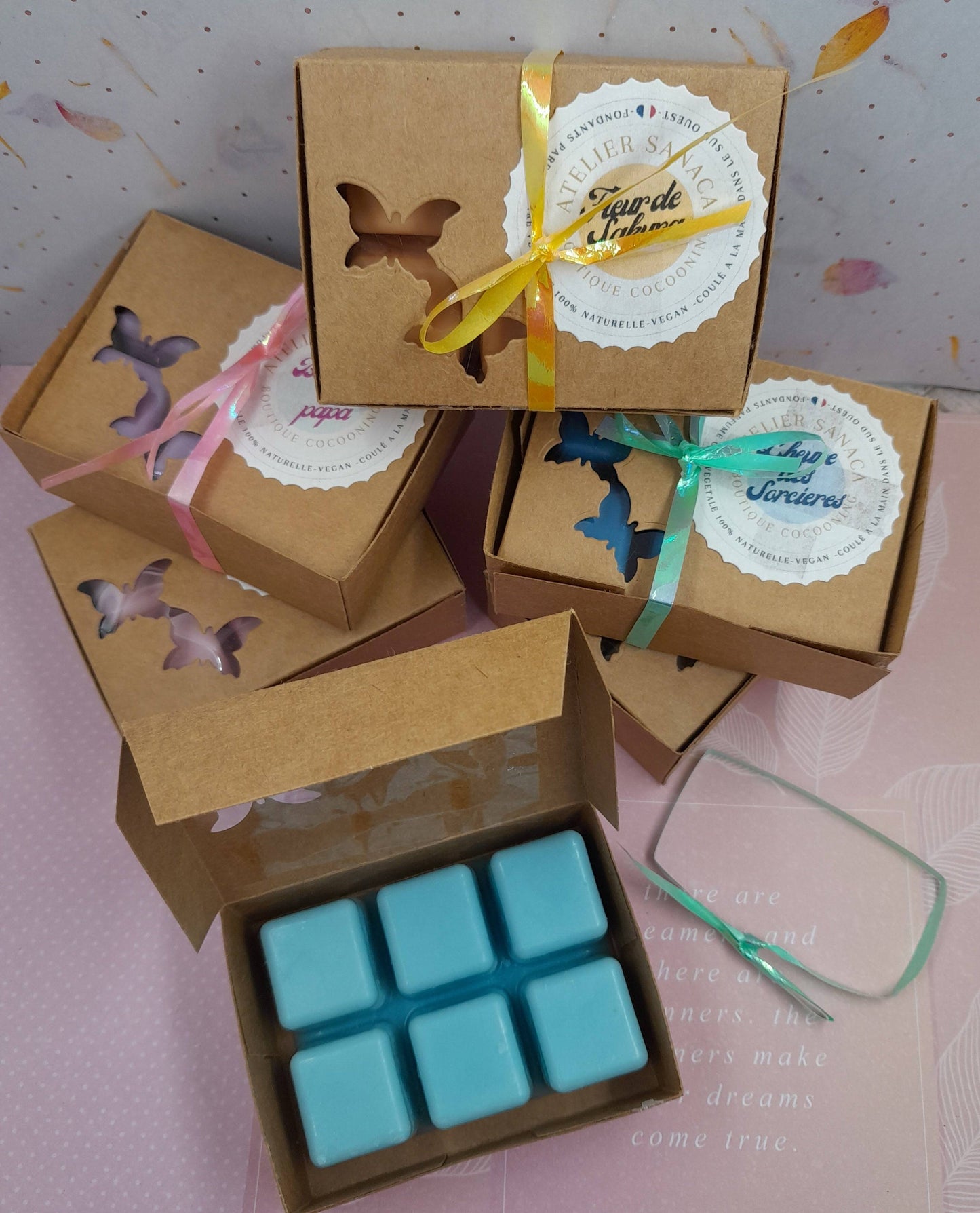 Tableta de 6 fondants perfumados DOUCE COUVERTURE - Perfume de Grasse - Cera vegetal natural - Vegano Eco-responsable