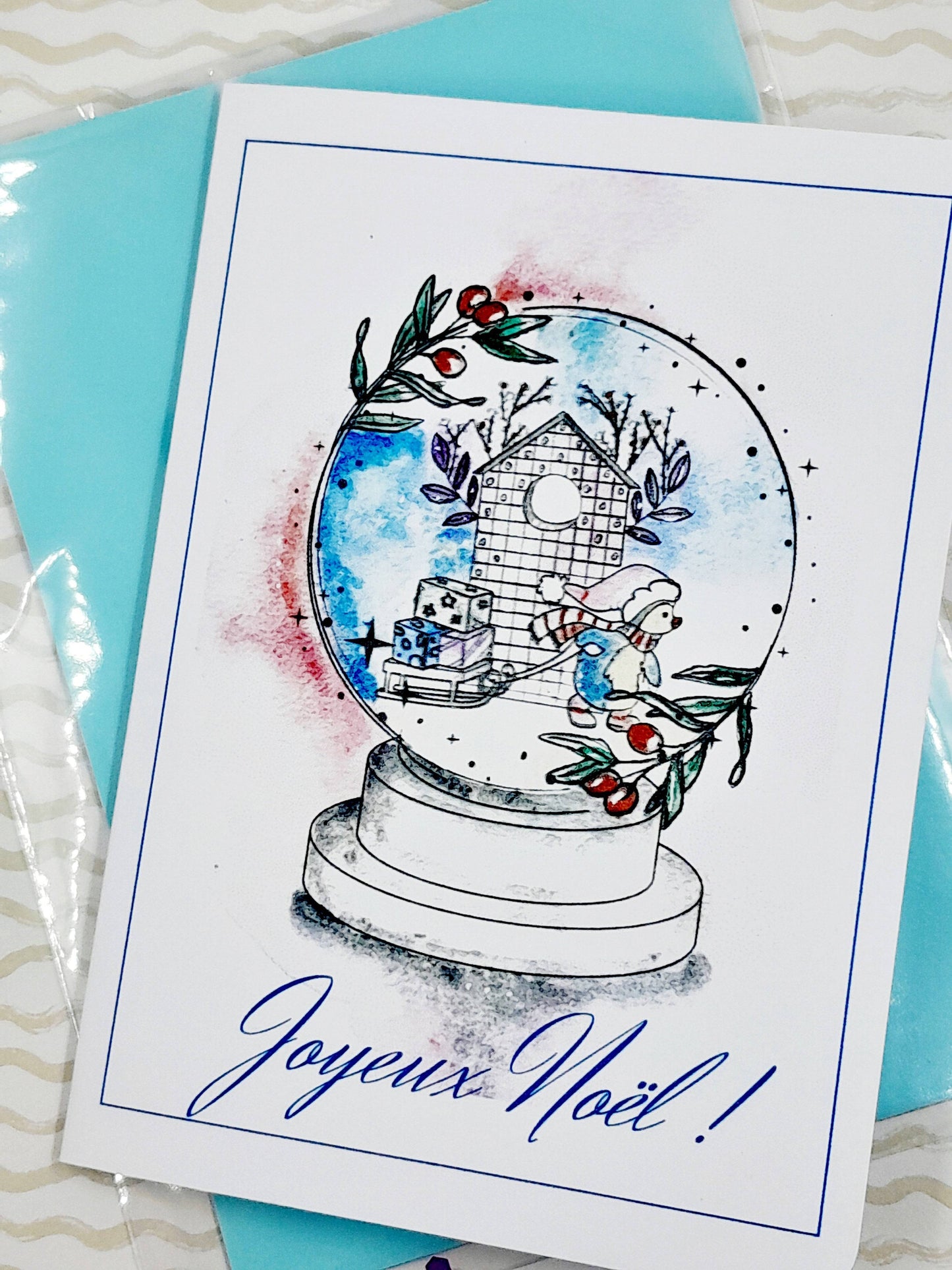 Aquarellkarte der frohen Weihnachten - eine Weihnachtsabendkollektion - digitale Illustration - handgemacht