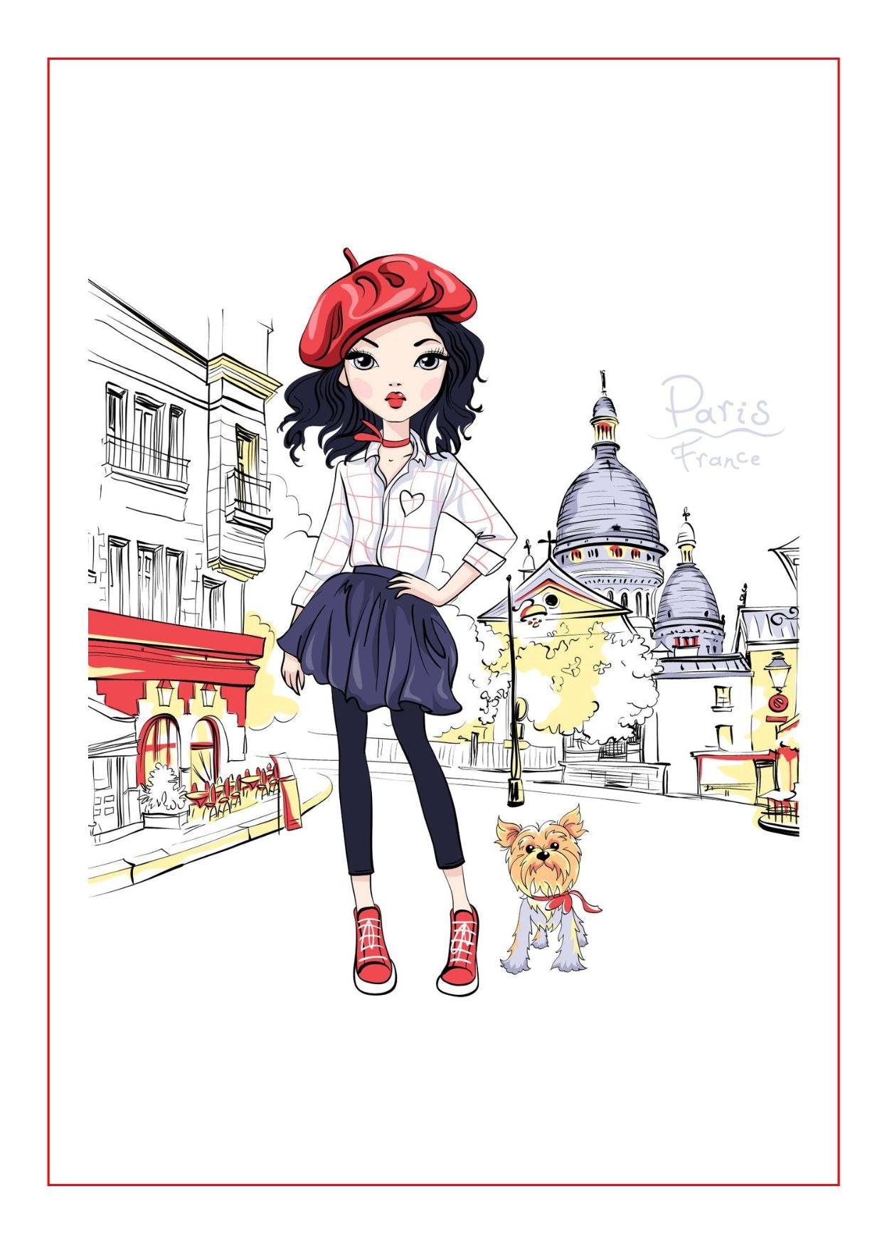 Illustration Aquarell DER KLEINE PARISER - A6 / A5 / A4