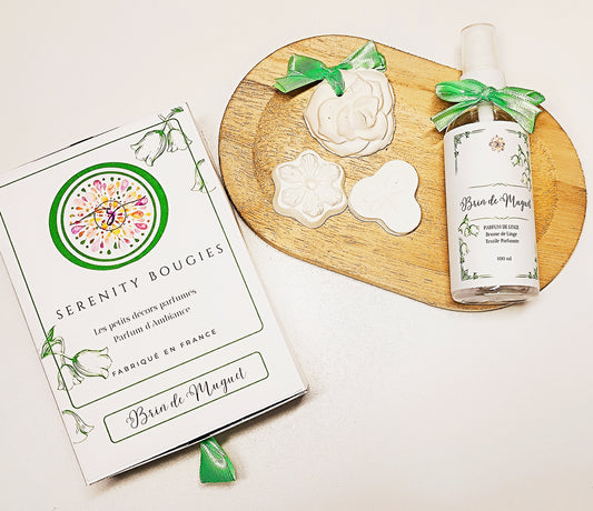 Parfum de linge brin de muguet et ses 3 décors à parfumer coffret