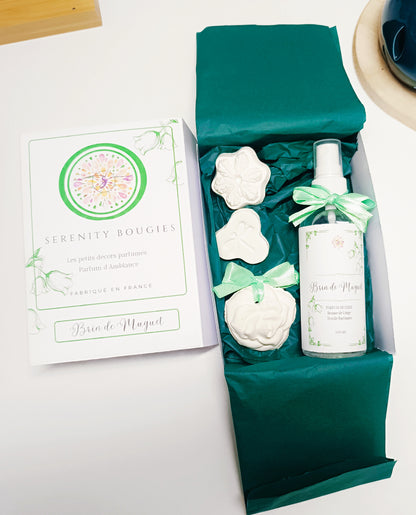 Parfum de linge brin de muguet et ses 3 décors à parfumer coffret