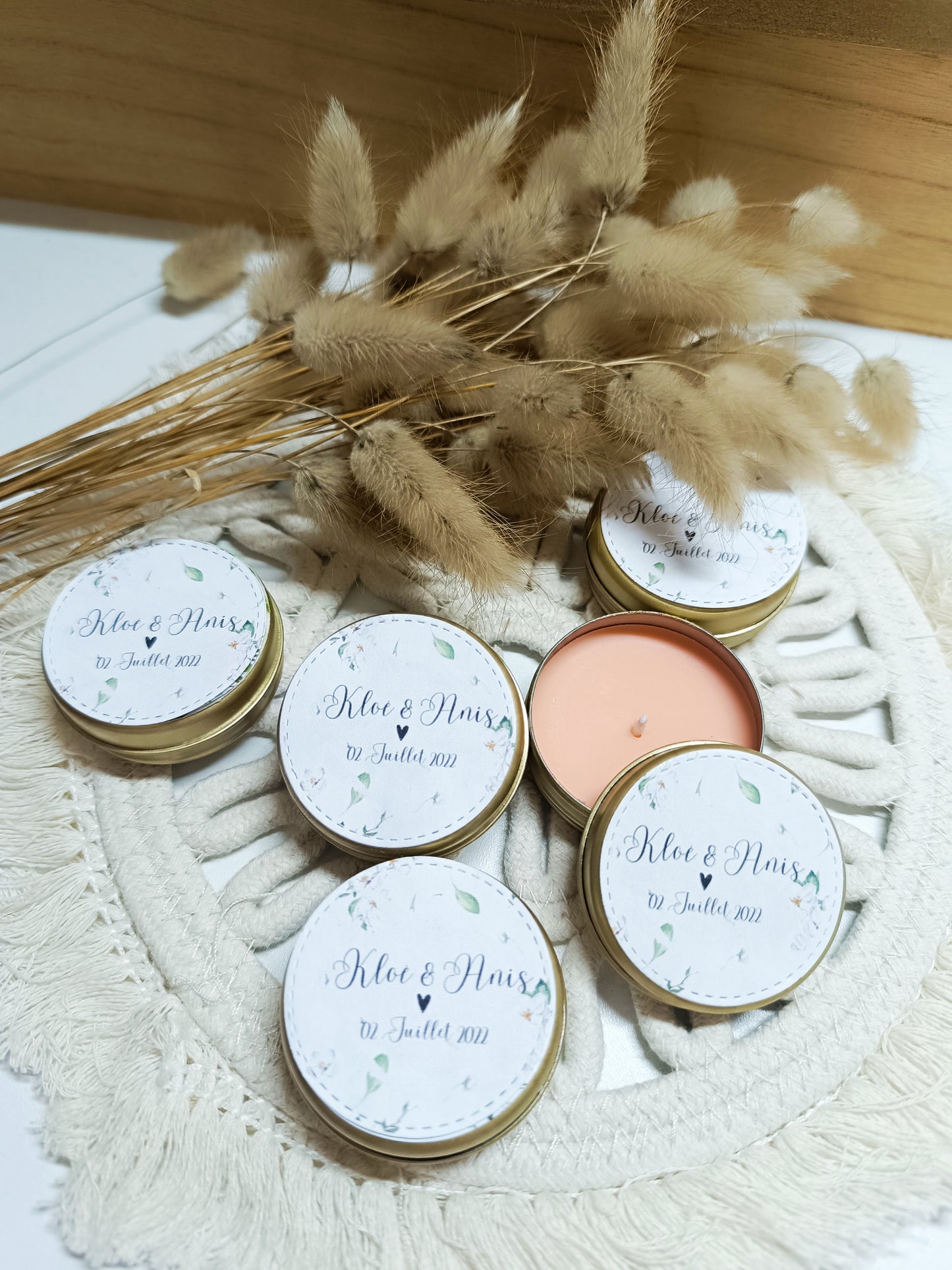 Bougie mariage personnalisable minimalist