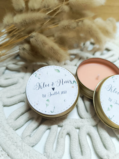 Bougie mariage personnalisable minimalist