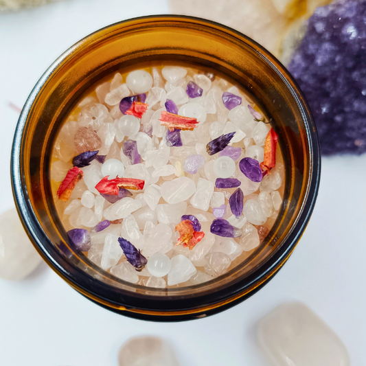 Bougie énergétique Rituel AMOUR pierres naturelles