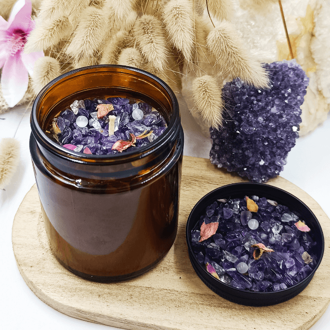 IVRESSE Vela Ritual Energética - Aroma JASMINE - AMATISTA Natural - Colección Modern Witch - Serenity Bougies