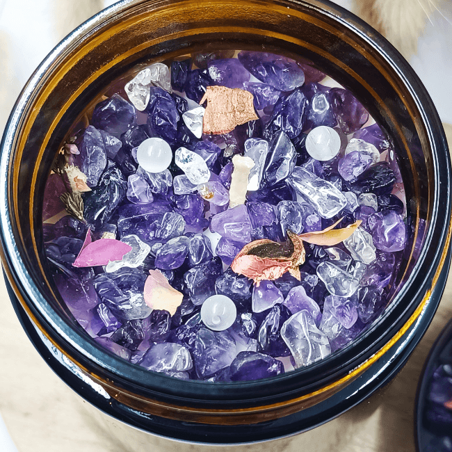 IVRESSE Vela Ritual Energética - Aroma JASMINE - AMATISTA Natural - Colección Modern Witch - Serenity Bougies