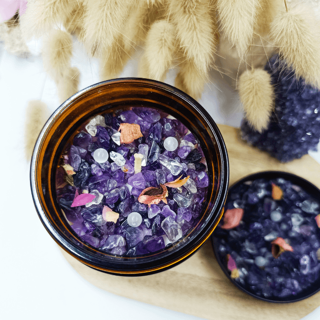 IVRESSE Vela Ritual Energética - Aroma JASMINE - AMATISTA Natural - Colección Modern Witch - Serenity Bougies