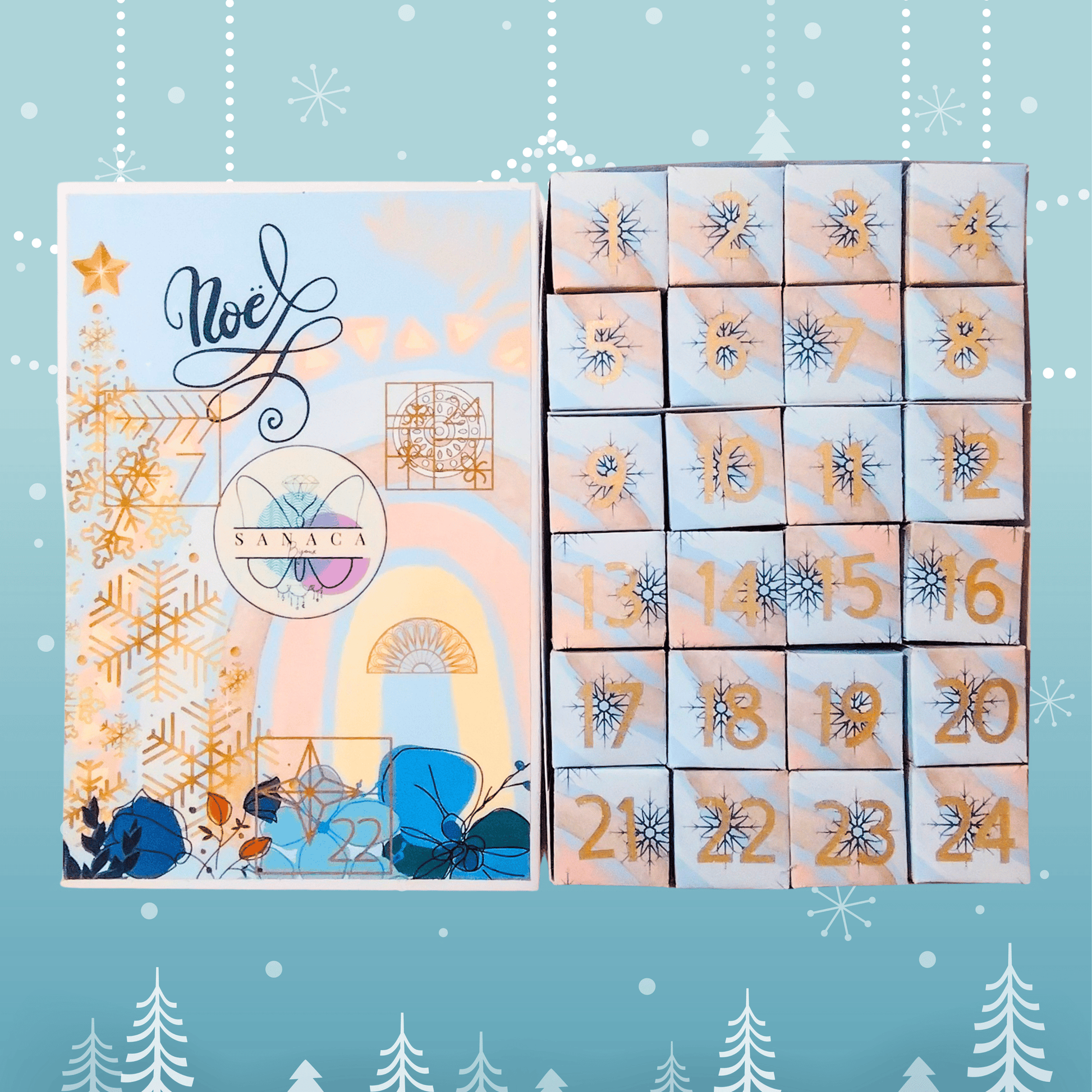l'intérieur du calendrier de l'avent 2025 sanaca bijoux avec 24 boite 