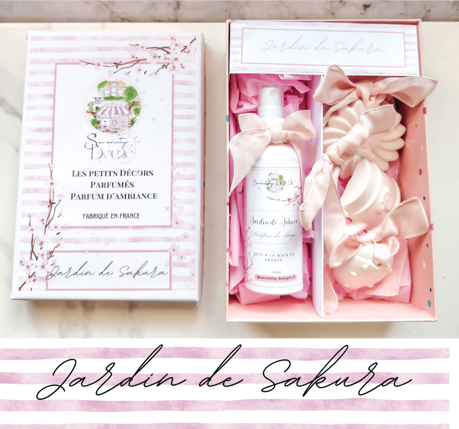 Parfum de Linge & Décors Parfumés "Jardin de Sakura" - L'Élégance Parfumée pour Votre Intérieur - Sérénity Bougie - Parfums d'intérieur