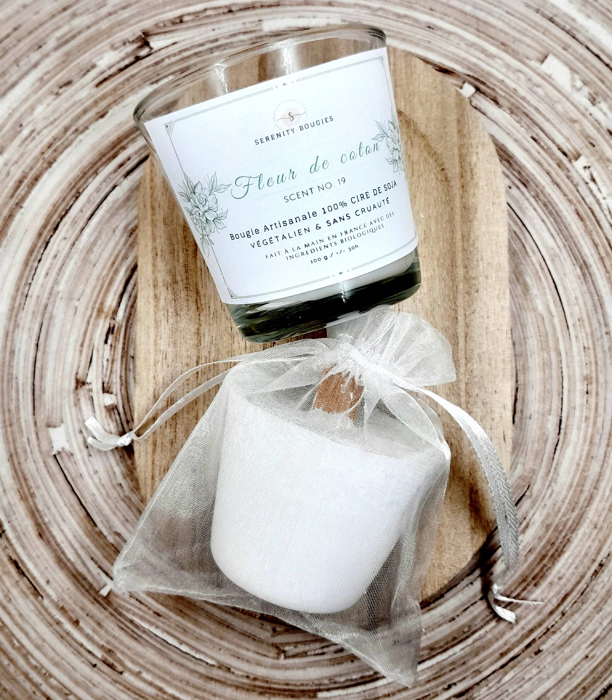 Bougie artisanale cire de soja naturelle biodégradable sans OGM ni