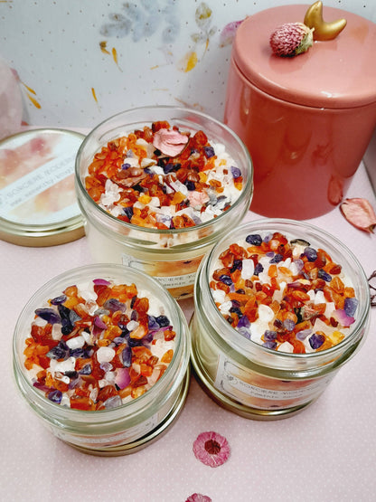 bougie avec pierres naturelles