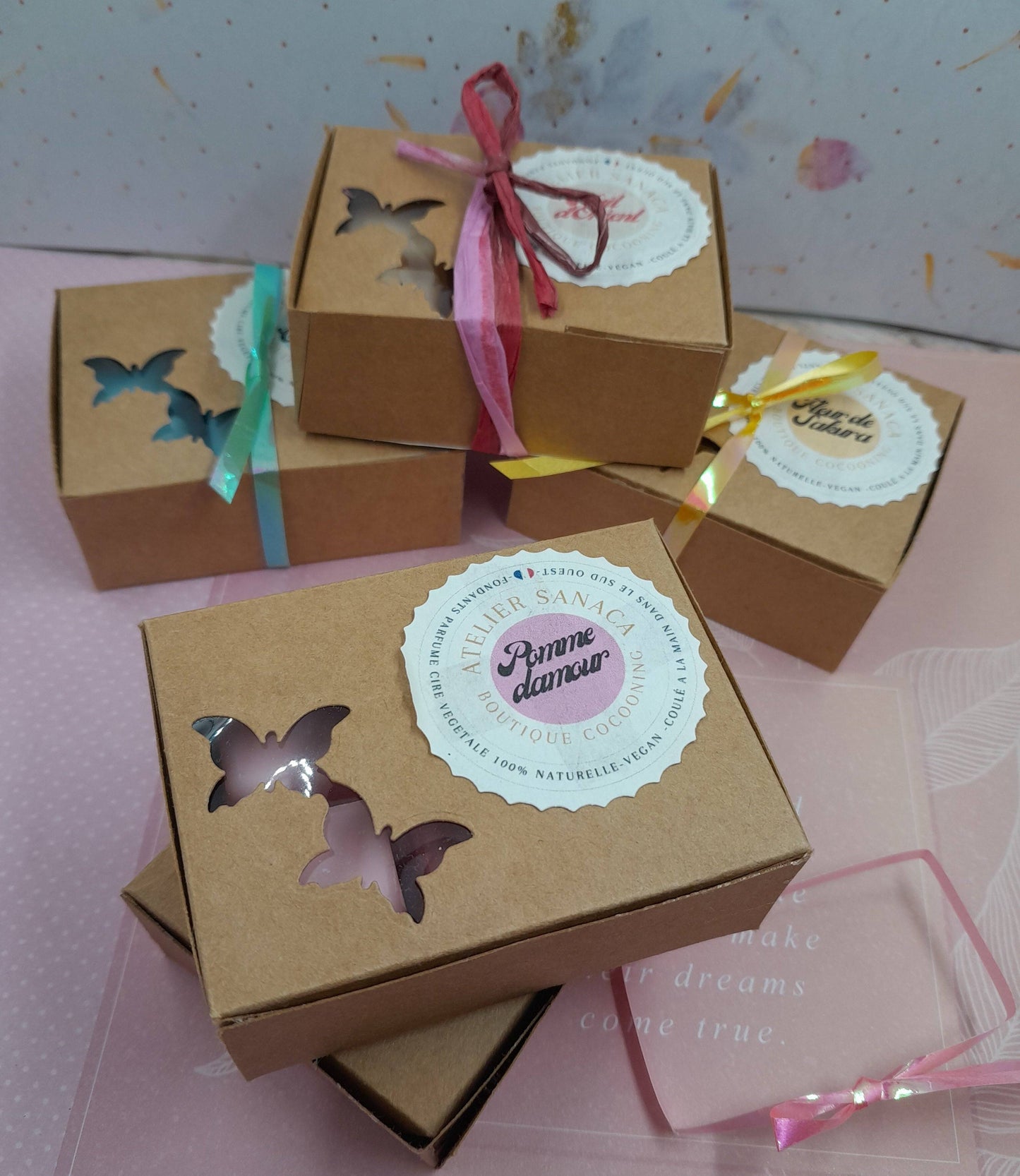 Tableta de 6 Fondant perfumado POMME D'AMOUR - Aroma de Grasse - Cera vegetal natural - Vegano Eco-responsable