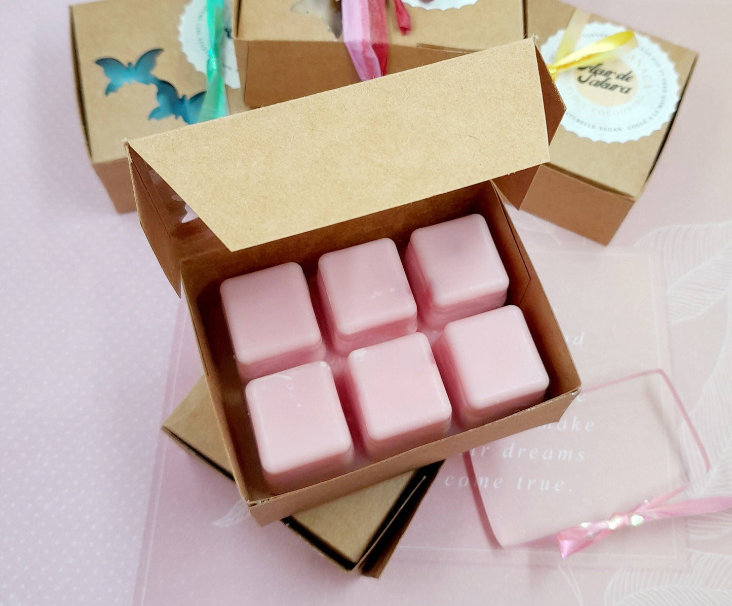 Tableta de 6 Fondant perfumado POMME D'AMOUR - Aroma de Grasse - Cera vegetal natural - Vegano Eco-responsable